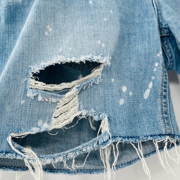 American Eagle Mid Rise Cut Off Raw Hem Short Distressed Bleached Tie Dye Size 6 - Picture 7 of 11